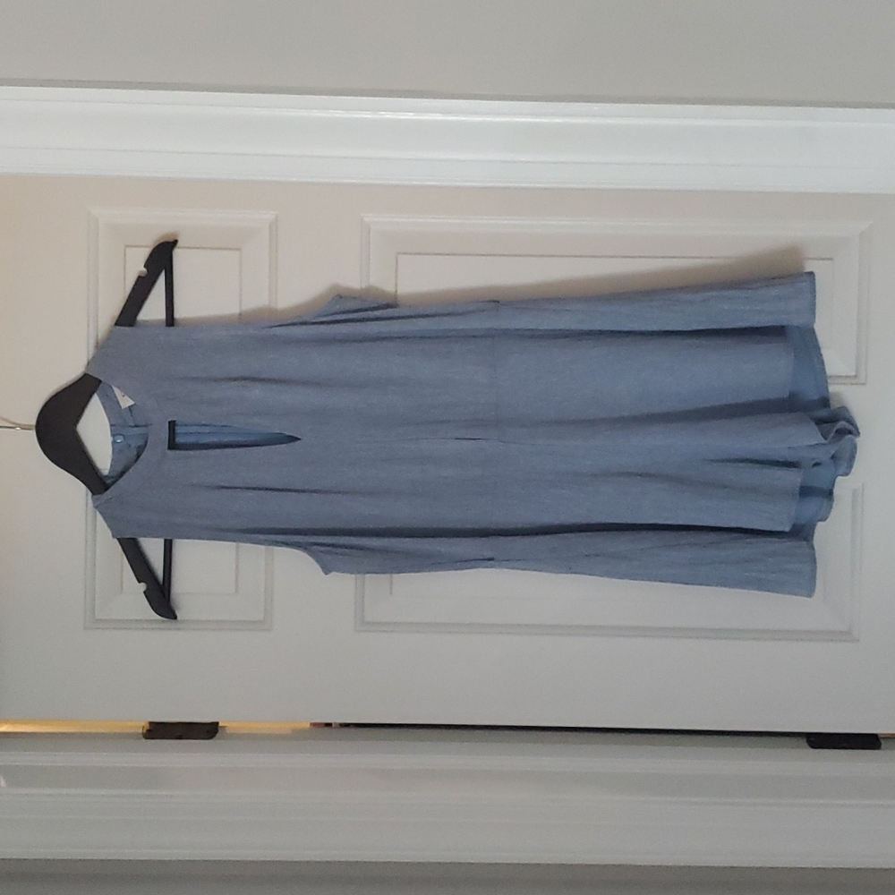 Chambray romper with halter keyhole neckline